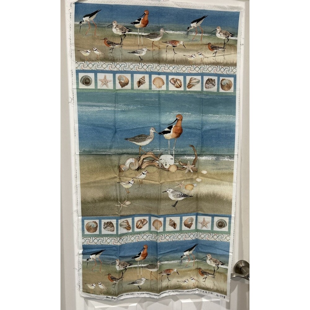 Shore Things Sea Birds Shells Lynnea Washburn Cotton Quilting Fabric Panel